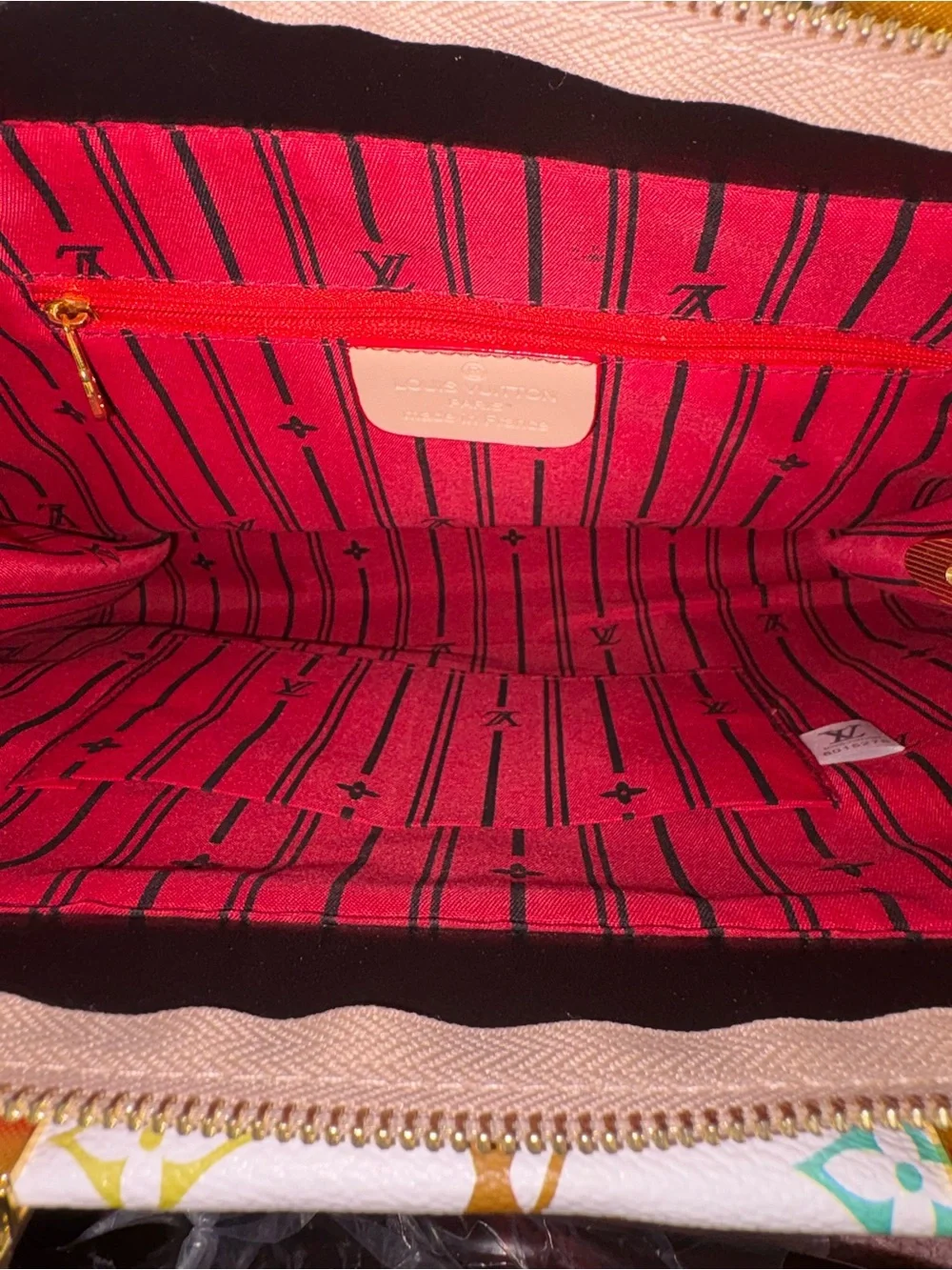 Louis Vuitton Multicolor Monogram on White Canvas Tote with Vachetta Trim
